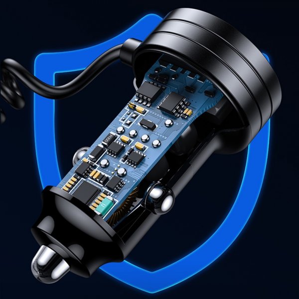 USAMS Billader 60W Car Charger med spiralkabel