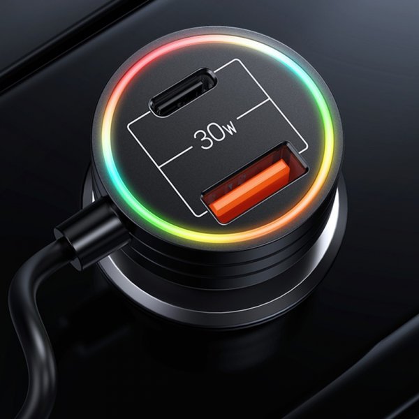 USAMS Billader 60W Car Charger med spiralkabel