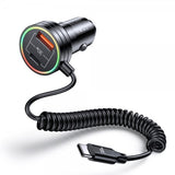 USAMS Billader 60W Car Charger med spiralkabel