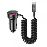 USAMS Billader 60W Car Charger med spiralkabel