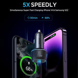 Joyroom Billader CCN02 70W Dual PD Car Charger med lysknap USB-C