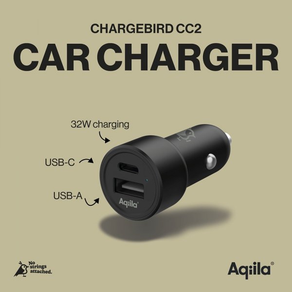 Aqiila Billader Chargebird CC2 USB-C + USB-A 32W Sort