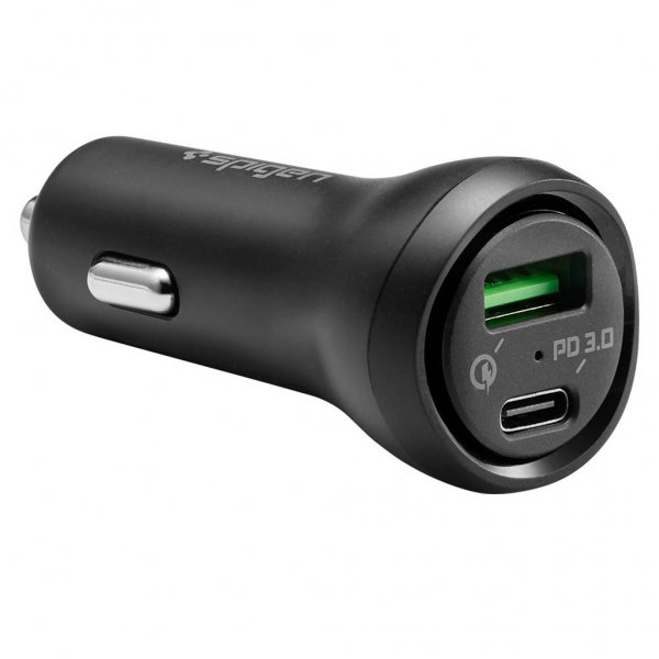 Spigen Biloplader F31QC USB-C PD 30W Sort