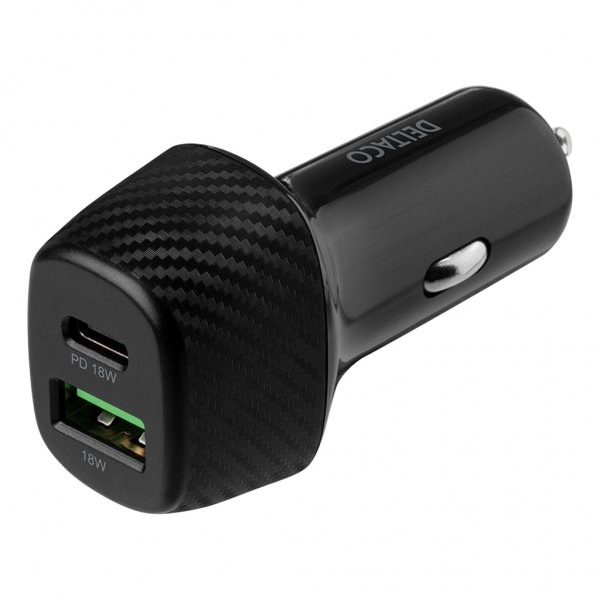Deltaco Billader USB-A USB-C Hurtig opladning 36W Sort
