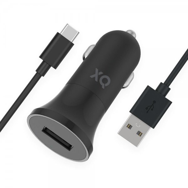 Xqisit Biloplader med USB-C Kabel 1m 12W Sort