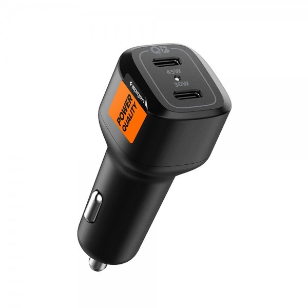 Spigen Biloplader PowerArc ArcStation Dual Port 75W Sort
