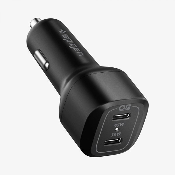 Spigen Biloplader PowerArc ArcStation Dual Port 75W Sort
