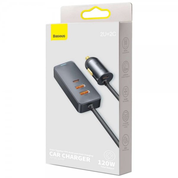 Baseus Billader Share Together 120W 2 USB-A & 2 USB-C Sort