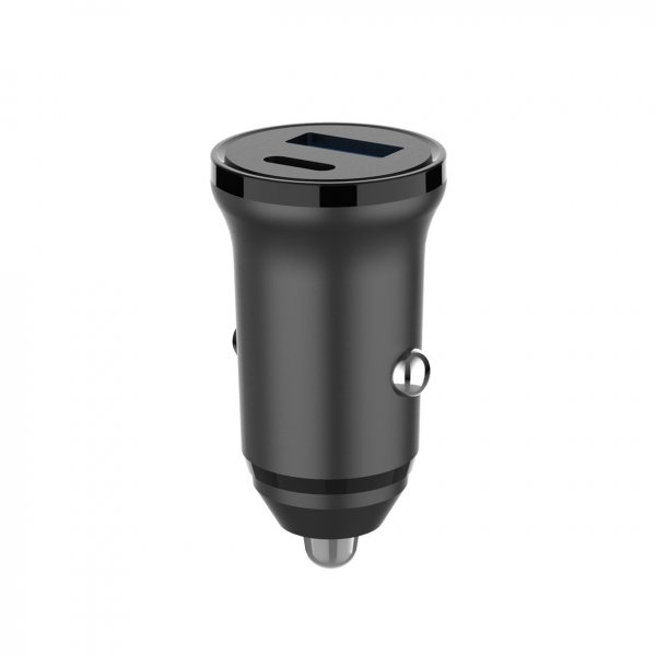 Gear Biloplader USB-C PD 30W + USB-A QC18W Sort
