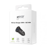 Gear Biloplader USB-C PD 30W + USB-A QC18W Sort