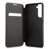 BMW Samsung Galaxy S21 FE Etui Trekantmønster & Trefarvet Stribe Sort
