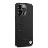 BMW iPhone 14 Pro Cover Hot Stamp Metal Logo Sort
