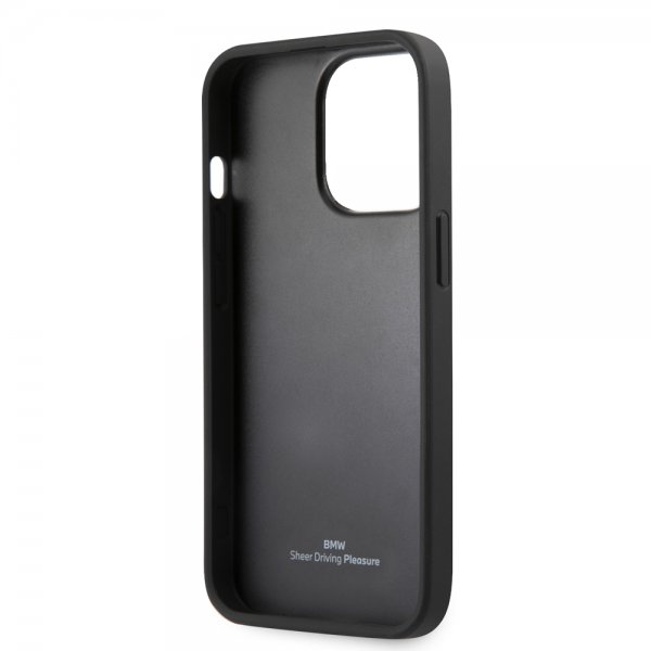 BMW iPhone 14 Pro Cover Hot Stamp Metal Logo Sort