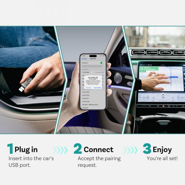 Ottocast Mini Trådløs Apple CarPlay/Android Auto Adapter