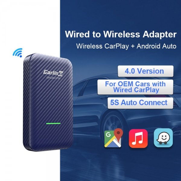 Carlinkit 4.0 Apple Carplay/Android Auto Trådløs Adapter