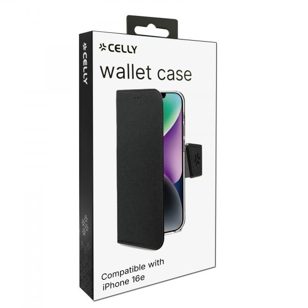 Celly iPhone 16e/17e Etui Wally Wallet Case Sort