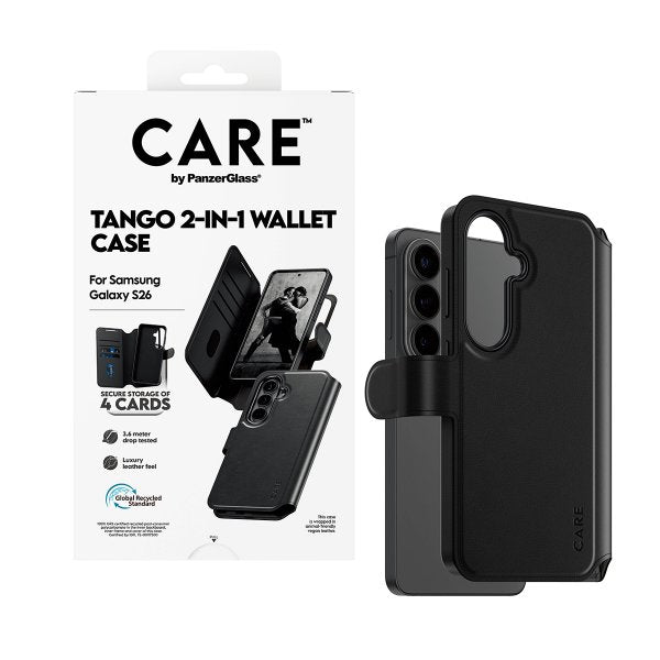 CARE by PanzerGlass Samsung Galaxy S26 Etui Tango Two-in-One Wallet MagSafe Sort