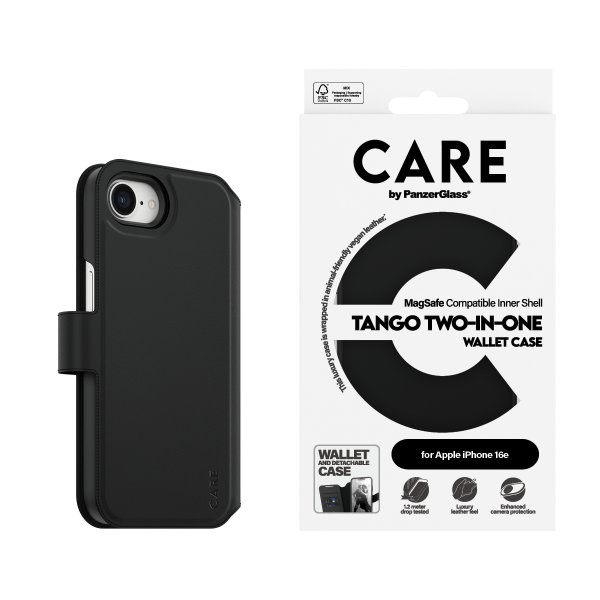 CARE by PanzerGlass iPhone 16e/17e Cover Tango Two-in-One Wallet MagSafe Sort