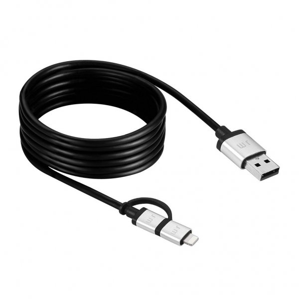Just Mobile Kabel AluCable Duo USB-A/Micro-USB/Lightning 1,5m