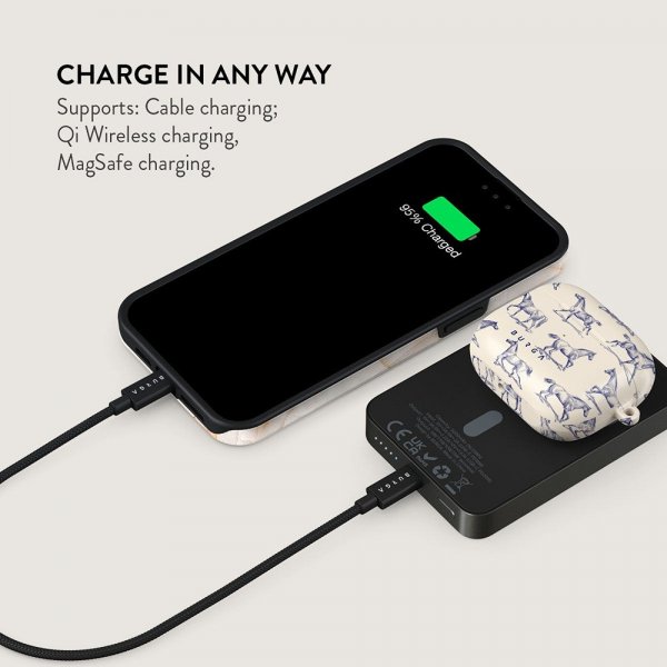 Burga Powerbank MagSafe 5000 mAh Derby Race Metallgrå