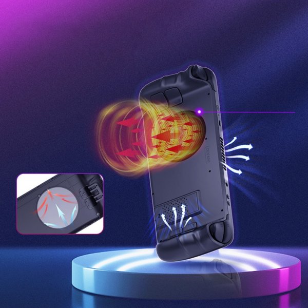 Devaso Steam Deck Skal med Stativ och Magnetisk Fläkt Transparent Grå