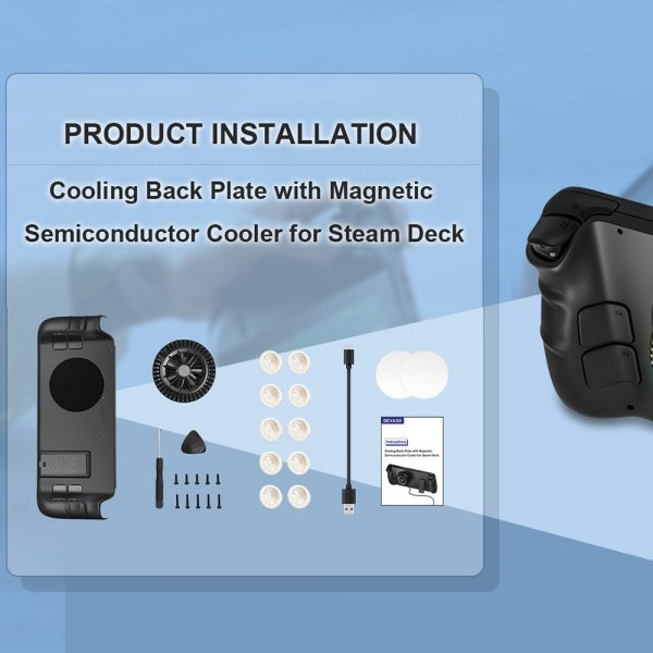 Devaso Steam Deck Skal med Stativ och Magnetisk Fläkt Transparent Grå