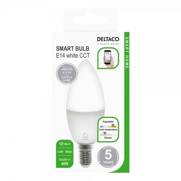 Deltaco Smart Home Dæmpbar LED-pære E14 WiFi 4.5W