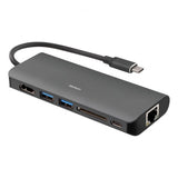 Deltaco USB-C-dockingstation med HDMI/RJ45/USB-C Sort