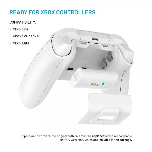 Fast Dobbelt Opladningsdocke til Xbox Series S, X og One Controllere Hvid