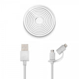 Usbepower DUO Micro-USB/Lightning Kabel 1.2 meter Hvid