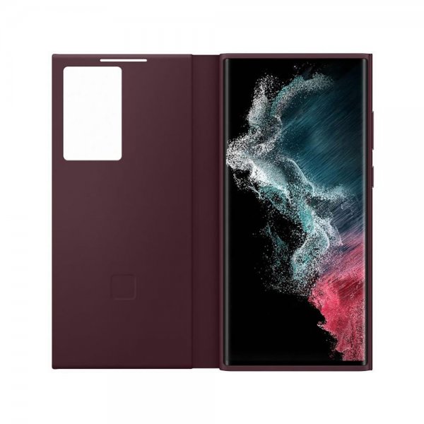 Samsung Original Galaxy S22 Ultra Cover Smart Clear View Cover Burgundy