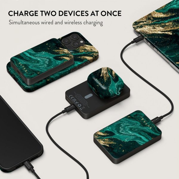 Burga Powerbank MagSafe 5000 mAh Emerald Pool Metalgrå