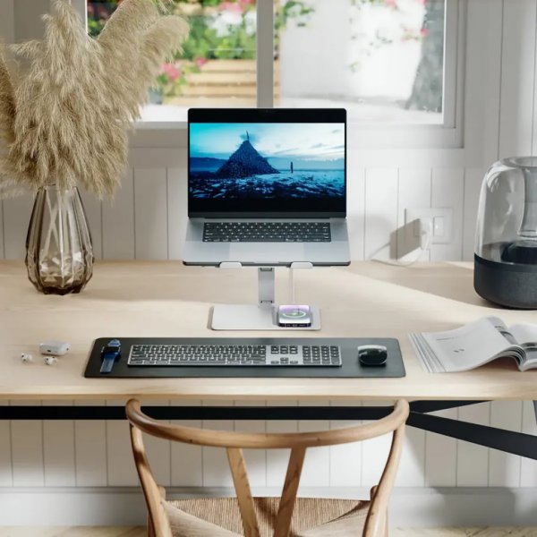 ALOGIC Elite Power Laptop Stand med trådløs oplader Hvid