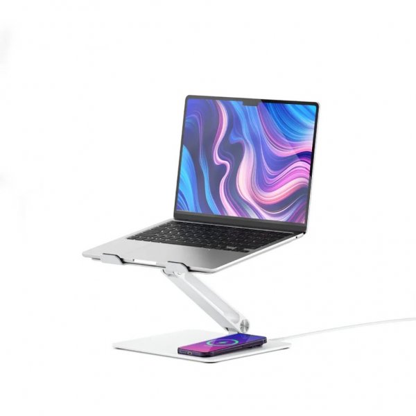 ALOGIC Elite Power Laptop Stand med trådløs oplader Hvid