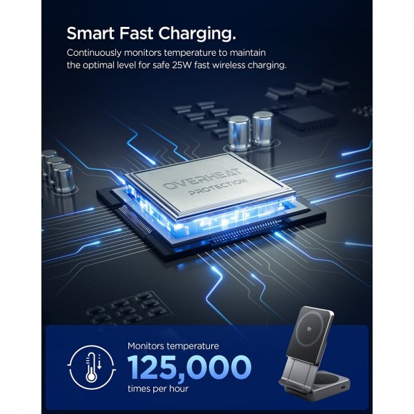 Spigen Essential 2-i-1 Sammenfoldelig Ladestation MagSafe Qi2 25W