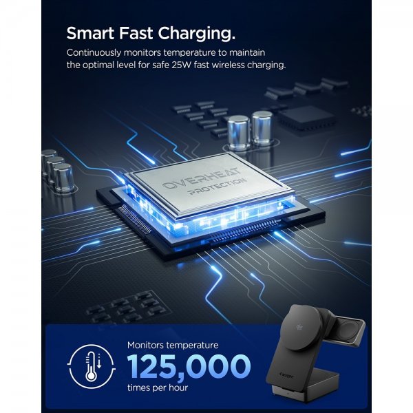 Spigen Essential 3-i-1 Foldbar Ladestation MagSafe Qi2 25W
