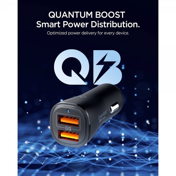 Spigen Essential Billader 30W 2xUSB-A Sort