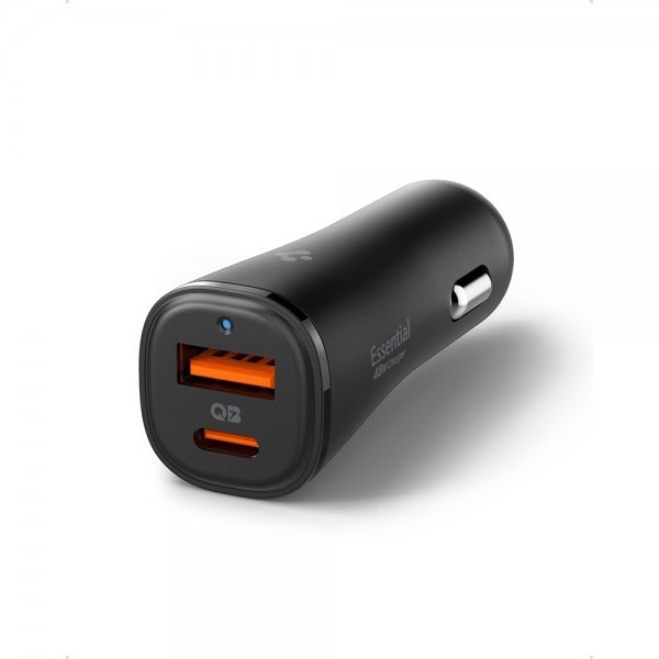 Spigen Essential Biloplader 48W 1xUSB-C 1xUSB-A Sort