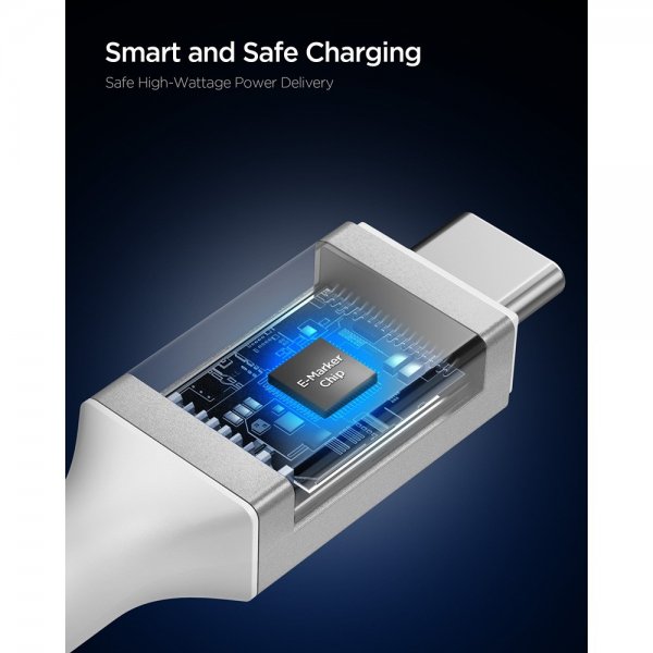 Spigen Essential Kabel Fabric USB-C/USB-C 100W 1.5m Hvid