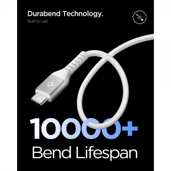 Spigen Essential Kabel Fabric USB-C/USB-C 100W 1m Hvid