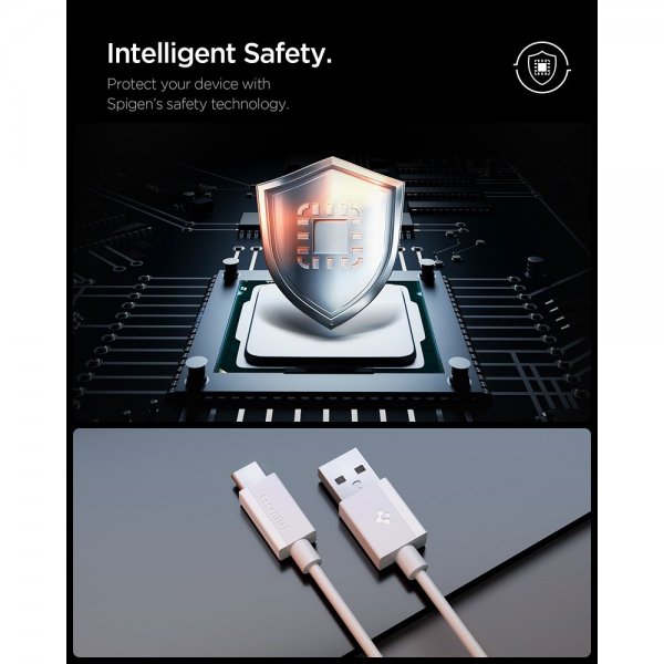 Spigen Essential Kabel USB-A til USB-C 60W 1m Hvid