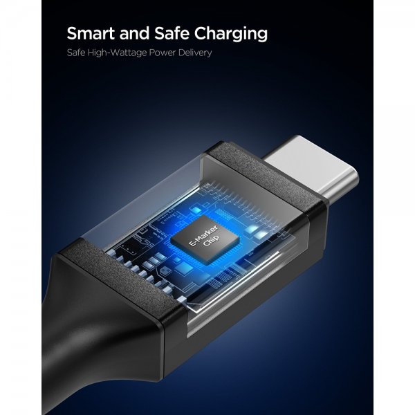 Spigen Essential Kabel USB-C til USB-C 100W 1m Sort