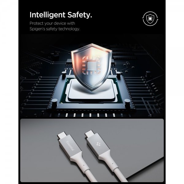 Spigen Essential Kabel USB-C til USB-C 100W 2m Hvid