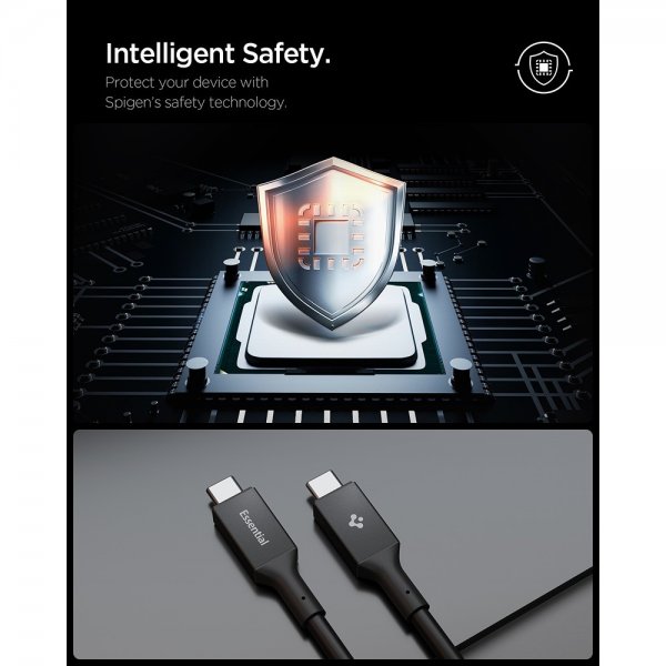 Spigen Essential USB-C til USB-C 240W 1.2m Sort