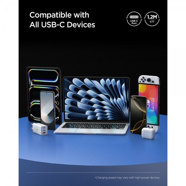 Spigen Essential USB-C til USB-C 240W 1.2m Hvid