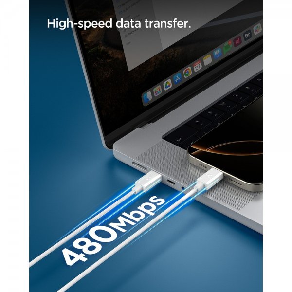 Spigen Essential Kabel USB-C til USB-C 60W 1m Hvid
