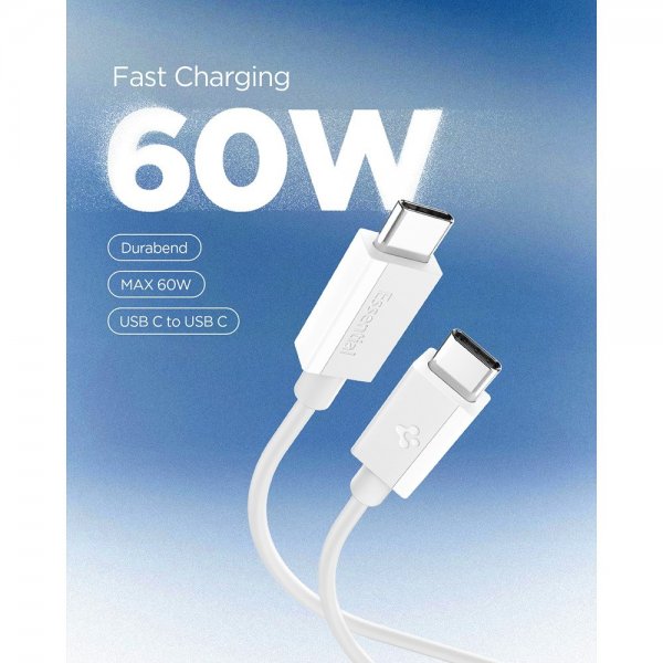 Spigen Essential USB-C til USB-C Kabel 60W 2m Hvid