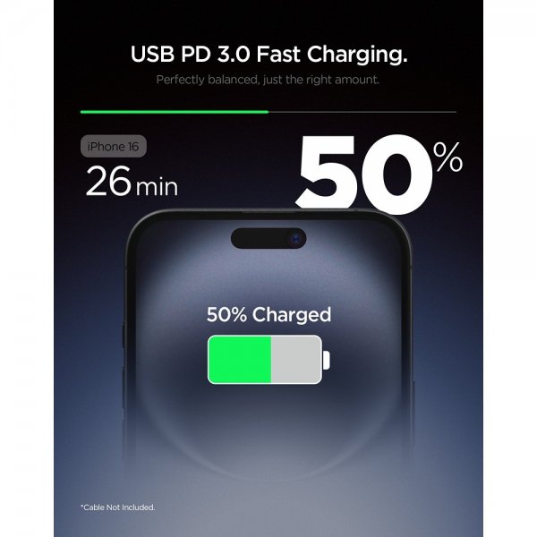 Spigen Essential Oplader 20W USB-C Sort
