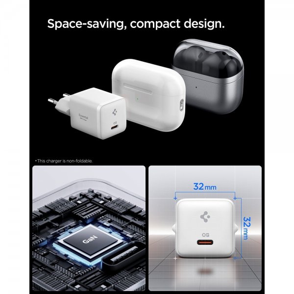 Spigen Essential Mobiloplader 30W USB-C Hvid