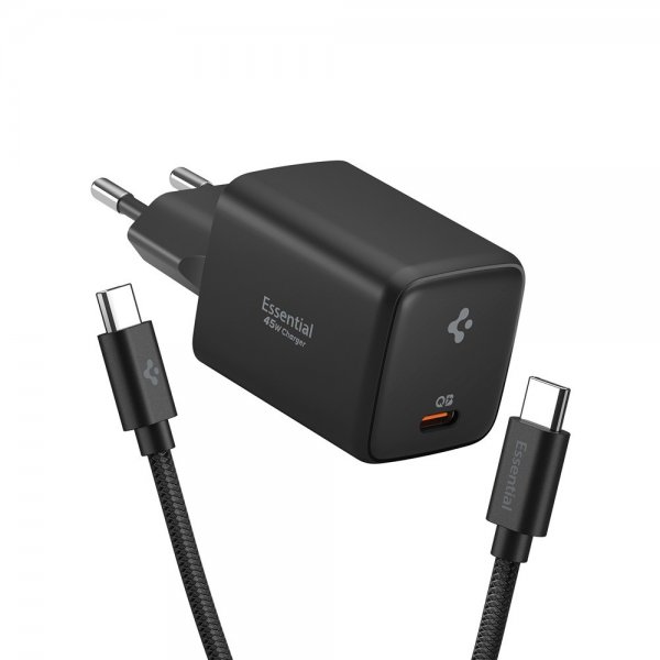 Spigen Essential Oplader 45W USB-C Sort